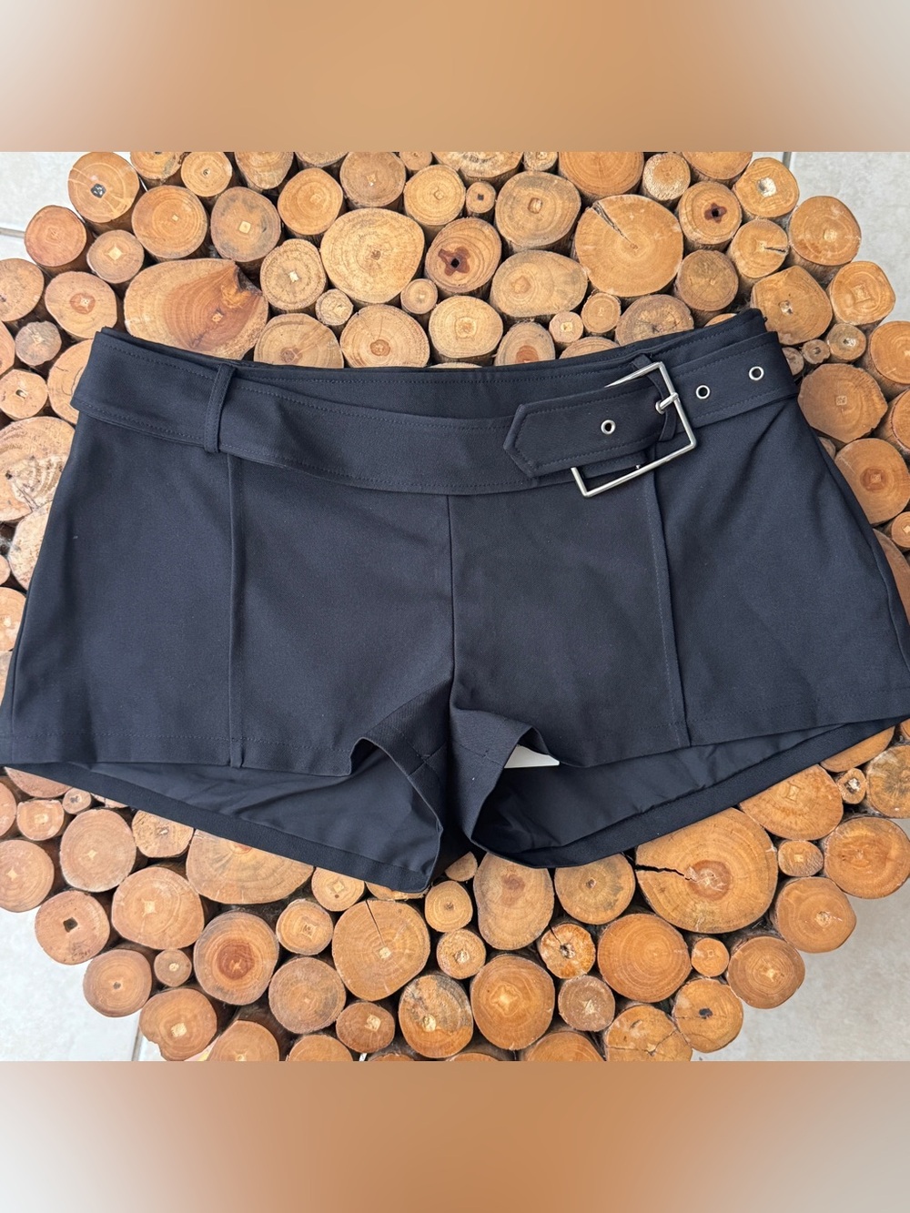 Peppermayo Black High Waist Belted Shorts